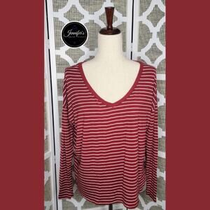 American Eagle Outfitters Women's Red/Rust Soft & Sexy V-Neck Hi-Low Top Size S